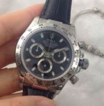 AAA Grade Copy Rolex Daytona Valjoux 7750 watch: SS Black Leather Strap watch